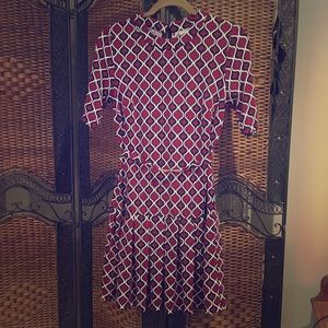 Retro print belted dress